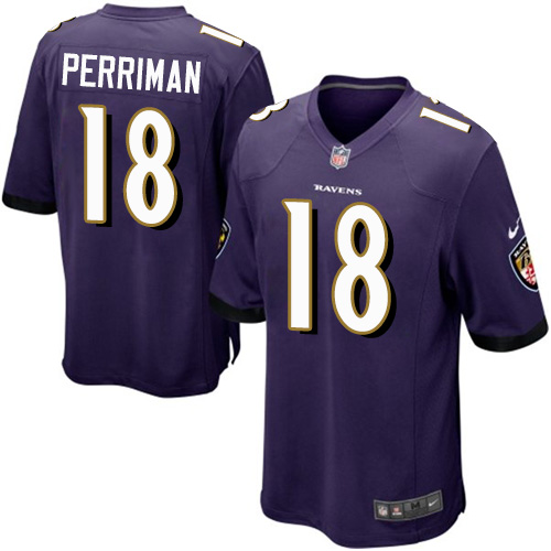 Men's Game Breshad Perriman Nike Jersey Purple Home - #18 NFL Baltimore Ravens